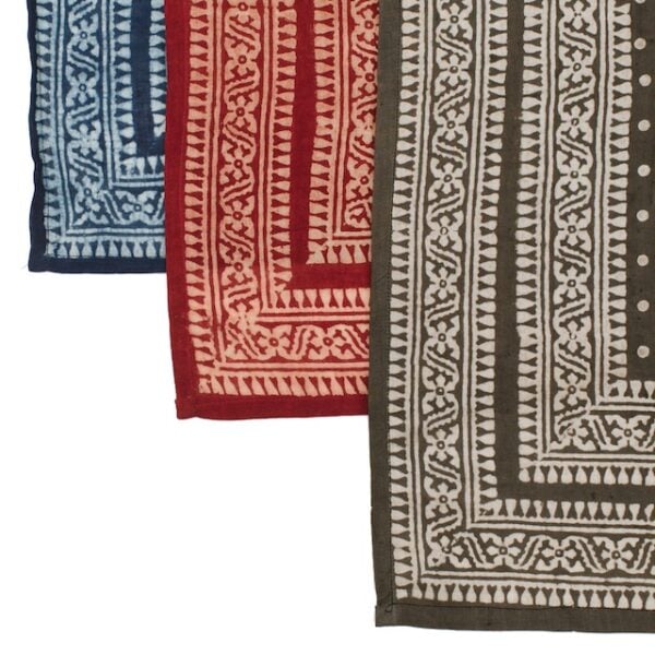 Ajrak Bandanas in Indigo, Madder and Iron